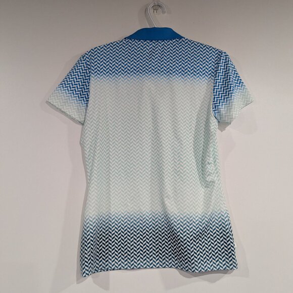 Puma Golf Chevron Print Lightweight Polo Tee Blue White Size Small - Picture 6 of 6